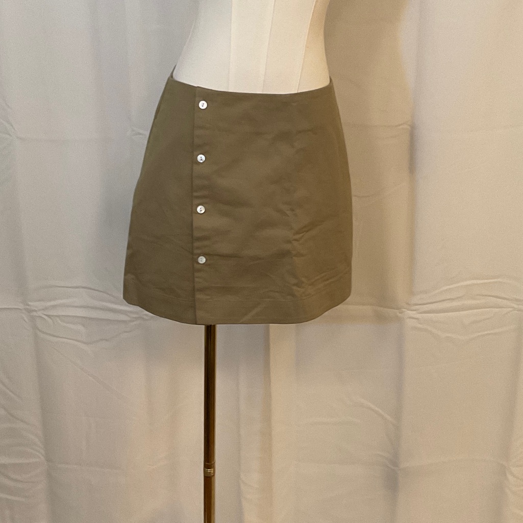 Khaki Button-Detail Mini Skirt